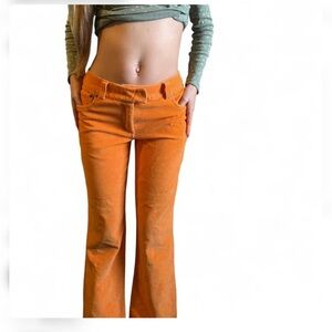 Orange cream vintage Y2K style corduroy Metro flare pants with a retro vibe 4